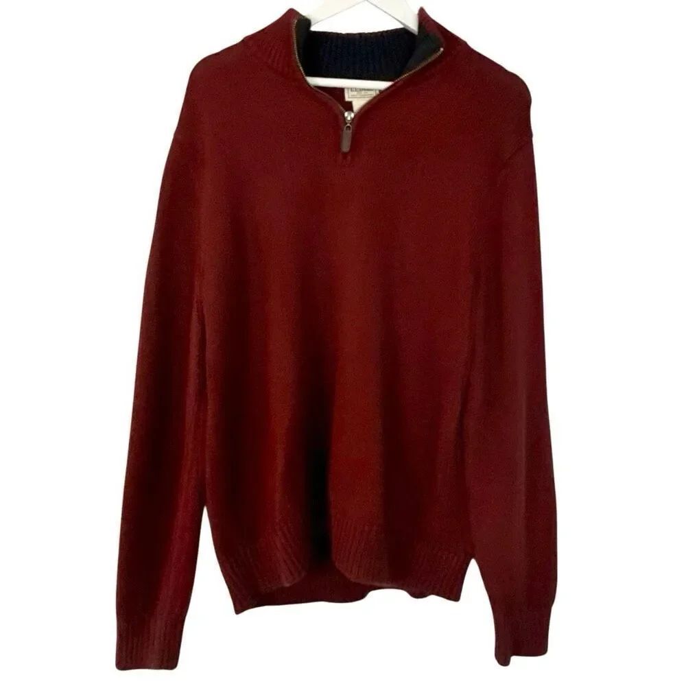 L.L. Bean maroon cotton quarter zip sweater M